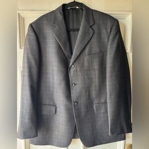 Pronto Uomo Charcoal Windowpane Suit Jacket size 43R